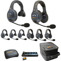 Eartec EVADE EVX844-CM Full Duplex Dual Channel Wireless Intercom System w/ 4 Single 4 Dual-Ear Headsets