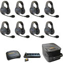 Eartec EVADE EVX8D-CM Full Duplex Dual Channel Light Industrial Wireless Intercom System w/ 8 Dual-Ear Headsets