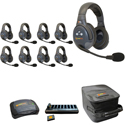 Eartec EVADE EVX9D-CM Full Duplex Dual Channel Light Industrial Wireless Intercom System w/ 9 Dual-Ear Headsets