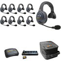 Eartec EVADE EVX9S-CM Full Duplex Dual Channel Light Industrial Wireless Intercom System w/ 9 Single-Ear Headsets