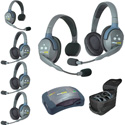 Eartec HUB624 UltraLITE/HUB 6-Person Full Duplex Wireless Intercom System - 1 HUB/2 Single Headsets/4 Double Headsets
