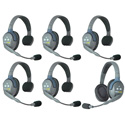 Eartec HUB651 UltraLITE/HUB 6-Person Full Duplex Wireless Intercom System - 1 HUB/5 Single Headsets/1 Double Headset