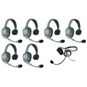 Eartec HUB7SMON UltraLITE/HUB 7-Person Full Duplex Wireless Intercom System - 1 HUB/6 Single Headsets/1 Monarch Headset