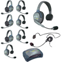 Eartec UltraLITE/HUB 9-Person Full Duplex Wireless Intercom System - 1 HUB/5 Single/3 Double/1 Plug-In Cyber Headset