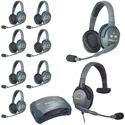 Photo of Eartec UltraLITE/HUB 9-Person Full Duplex Wireless Intercom System - 1 HUB/8 Double/1 Plug-In Max 4G Single Headset