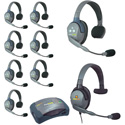 Eartec UltraLITE/HUB 9-Person Full Duplex Wireless Intercom System - 1 HUB/8 Single/1 Plug-In Max 4G Single Headset