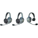 Eartec UL312 UltraLITE 3-Person Full Duplex Wireless Intercom System - 1 UltraLITE Single/2 UltraLITE Double Headsets