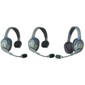 Photo of Eartec UL321 UltraLITE 3-Person Full Duplex Wireless Intercom System - 2 UltraLITE Single/1 UltraLITE Double Headset