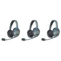 Eartec UL3D UltraLITE - Full Duplex Wireless Headset Intercom System with 3 Dual-Ear Headsets