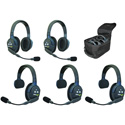 Eartec UL523 UltraLITE - Full Duplex Wireless Intercom System with 2 Single & 3 Dual-Ear Headsets