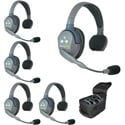 Eartec UL5S UltraLITE - Full Duplex Wireless Intercom System with 5 Single-Ear Headsets 1.9 GHz