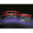 Photo of Mid-Atlantic 84 In. Desk w/Overbridge 2 Racks/2-Bay 24-Space Rack (Dark Cherry)