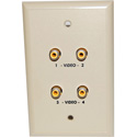 Photo of Ivory Cat5 Wall Plate with Four RCA Video