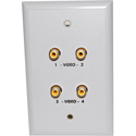 Photo of White Cat5 Wall Plate with Four RCA Video