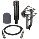 Electro-Voice RE320 Mic 309A Suspension Mount WT20421-01 Foam Windscreen and XLM-XLF-15 15ft Mic Cable Kit