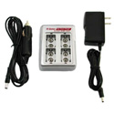 iPower 4 Bay 9V Lithium Charger with AC and DC Cords
