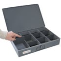 Photo of Fehr Brothers TSBOX-F Fehr Brothers Metal Organizer Storage Box with 8 Adjustable Dividers 18x12x3