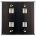 Photo of HellermannTyton FPDGQUAD-SS Stainless Steel 4 Port Flush Mount Faceplate