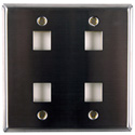 Photo of HellermannTyton FPDGQUAD-SS Stainless Steel 4 Port Flush Mount Faceplate