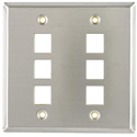 Photo of HellermannTyton FPDGSIX-SS 6 Port Dual Gang Stainless Steel Wall Plate