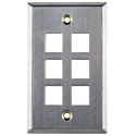 Photo of Hellermann-Tyton FPSIX-SS Stainless Steel Keystone Flushmount Faceplate - Six Port