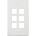 Photo of HellermannTyton FPSIX-W Six Port Flushmount Keystone Faceplate White