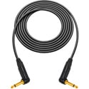 Sescom GS6-TSA-3 Canare GS-6 & Neutrik Right-Angle 1/4 TS Mono Male to Male Instrument Cable - Black - 3 Foot