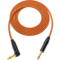 Photo of Sescom GS6-TSTSA-1-OE Canare GS-6 & Neutrik 1/4 Male to 1/4 Right Angle Male Instrument Cable - Orange - 1 Foot