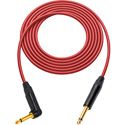 Photo of Sescom GS6-TSTSA-1-RD Canare GS-6 & Neutrik 1/4 Male to 1/4 Right Angle Male Instrument Cable - Red - 1 Foot