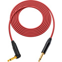 Photo of Sescom Canare GS-6 & NEUTRIK 1/4 Male to 1/4 Right Angle Male Instrument Cable - Red - 1 Foot