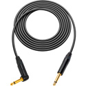 Photo of Sescom GS6-TSTSA-1 Canare GS-6 & Neutrik 1/4 Male to 1/4 Right Angle Male Instrument Cable - Black - 1 Foot