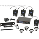 Galaxy Audio AS-1400-4P Wireless In-ear Monitor System with 1 Transmitter/4 Receivers/4 Earbuds - P Band 470-505MHz