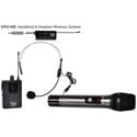 Galaxy Audio GTU-HSP5AB UHF Mini Dual Wireless System Handheld Mic Transmitter/Headset Mic w/Transmitter & Dual Receiver