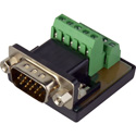 Male HD15 VGA to Screw Terminal Block Chassis Mount