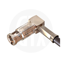 Photo of Gigatronix HD Micro BNC 12G Right Angle Crimp Plug - Nickel Plated - For Gigatronix UHD75-M59/M59XF/Belden 4855R Cables