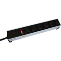 Photo of Hammond 1584H6A1 15A H.D. - 6 Outlet Strip w/ Switch - 6 Foot Cord - Outlets Front - Rocker Type On/Off Switch - Black