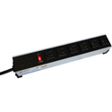 Hammond 1584H6B1 15A H.D. - 6 Outlet Strip w/ Switch - 15 Foot Cord - Outlets Front - Black