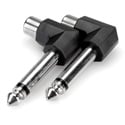 Hosa GPR-123 Right-angle Adaptors - RCA to 1/4-Inch TS - 2 pc