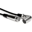 Hosa XRR-103 Balanced Interconnect - XLR3 Female to Right-Angle XLR3 Male - 3 Foot