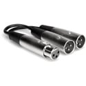 Hosa YXM-1015 Y Cable - XLR3F to Dual XLR3M - 18 in