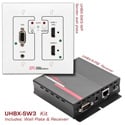 Hall Technologies UHBX-SW3 VGA HDMI MHL Auto-Switching Wall-Plate with HDBaseT - Includes Receiver