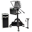 Ikan PT419W-TM-PEDESTAL 19-inch High-Bright Widescreen Turnkey Teleprompter with Talent Monitor Pedestal and Dolly