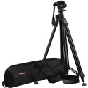 E-Image EG03FA3 2-Stage Aluminum Video Tripod Kit with 65mm Bowl - 11 lbs Payload & Rising Column