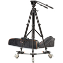 Photo of E-Image GA780-KIT 2-Stage Aluminum Pedestal Kit with Fluid Head/Height Adjustable Geared Center Column & Carry Bag