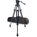 E-Image EI-7080-AA 2-Stage Aluminum 100mm Fluid Head Tripod Kit w/ Adjustable Counterbalance - 26.4 Lbs Payload