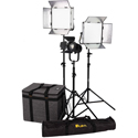 Photo of ikan LB-2F1SG Lyra Bi-Color 3-Point Mixed LED Light Kit with 2x LB10 Full Soft Panels + 1x SFB150 Gold Mount/Stands/Bags