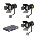 Photo of Ikan LBF60-POE-3L-1SU Lyra POE Bi-Color Studio Fresnel LED 3x Light Kit with 1x Netgear 8 Port PoE++ Switch