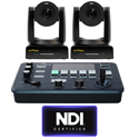 Ikan OTTICA-4K3-2PTZ Bundle - Two 4K NDI High Bandwidth PTZ Cameras with 30x Zoom and PTZ Controller