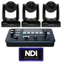 Photo of Ikan OTTICA-4K3-3PTZ Bundle - Three 4K NDI High Bandwidth PTZ Cameras with 30x Zoom and PTZ Controller