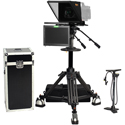 Photo of Ikan PT4900S-TMW-PEDESTAL Turnkey 19-inch SDI Teleprompter System with Pedestal/Dolly & Talent Monitor - 32lb Camera Pay